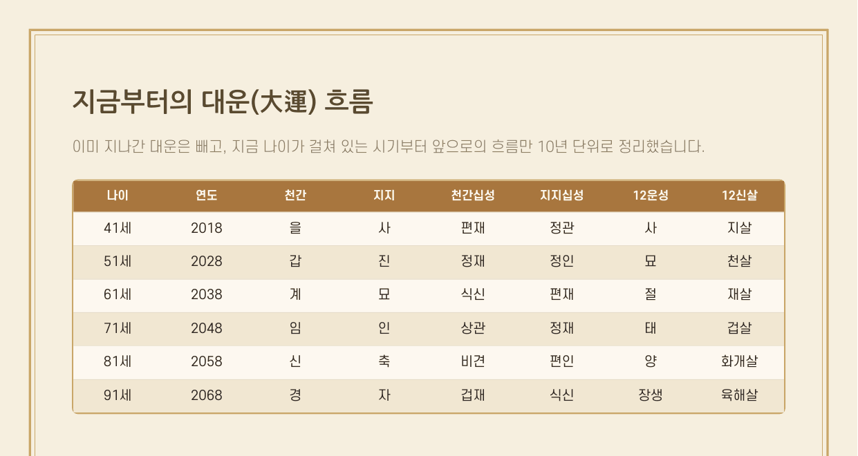 대운 흐름표